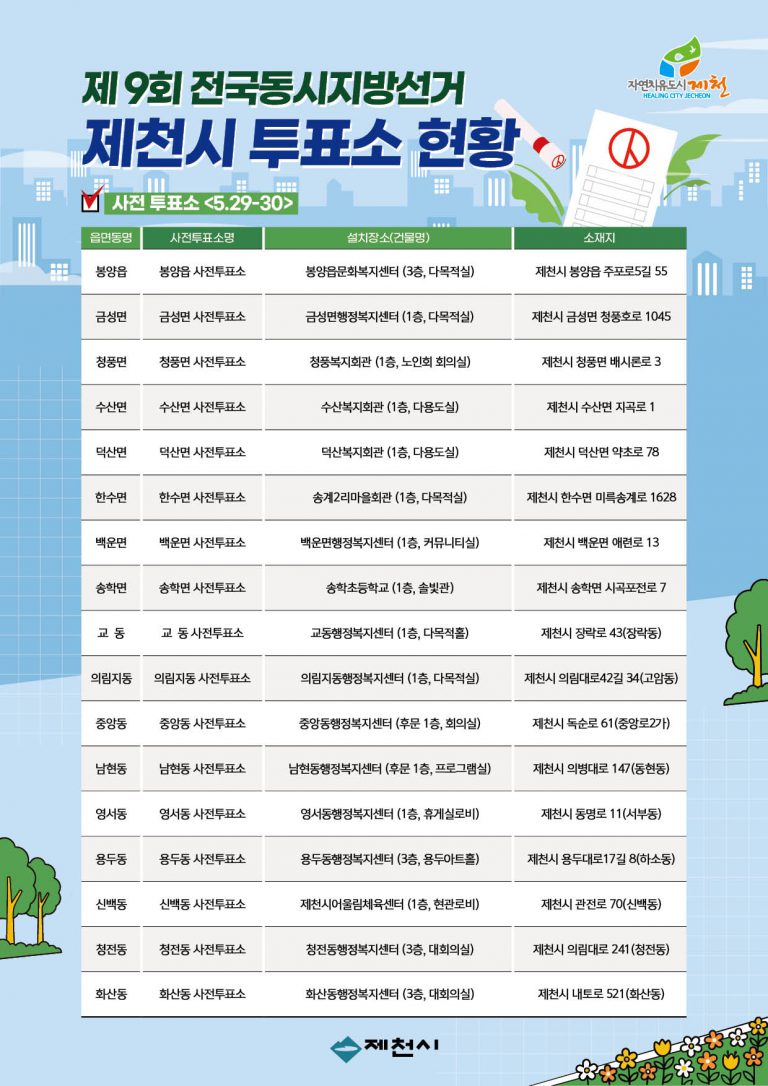 제9회 전국동시지방선거 사전투표 29~30일 실시